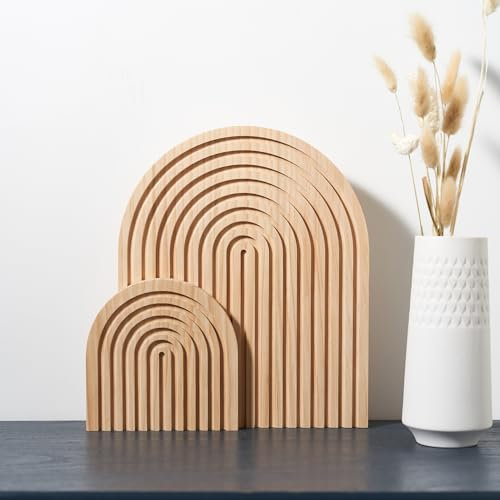 Homtik 2 Stück Holzbogen Boho Dekor für Regal, Kaminsims, Theke, Tisch, Kommode – Mitte des Jahrhunderts Moderne dekorative Objekt Ästhetische Dekorationen für Wohnzimmer, Küche, Home Office,