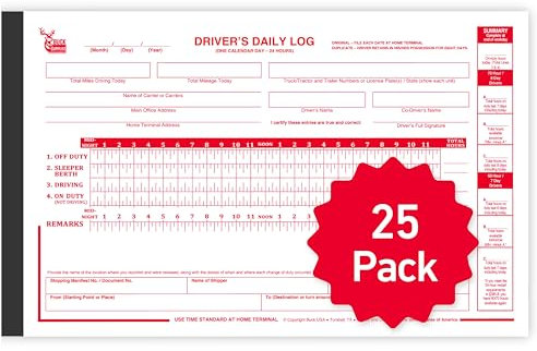 Buck Driver Tages-Logbuch mit 7- und 8-Tage-Zusammenfassung – 2-lagig, selbstdurchschreibend, 14 x 21,6 cm, 35 Formulare pro Logbuch, FMCSA-konformes Premium-Logbuch für LKW-Fahrer mit einfachem