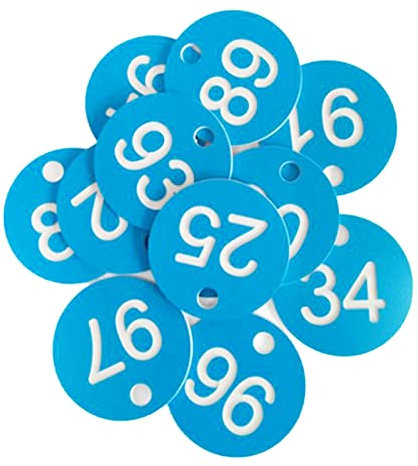 Xzmzbxzb 1-100 Nummernschild für Kleiderbügel, Karte rund mit Loch, einfache Verbindung mit Schlüsselringen und Schlüsselband, Nummer Nummer für Live-Verkäufe 1-100 Nummer