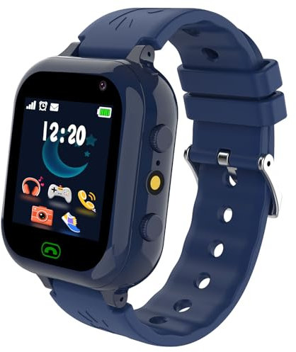 Ruopoem Smartwatch Kinder mit SIM Karte, Kinderuhr Telefon mit Anruffunktion SMS 25 Spiele SOS Kamera Musik Wecker Schrittzähler HD Touchscreen, Kinder Smartwatch Geschenke für Mädchen Jungen