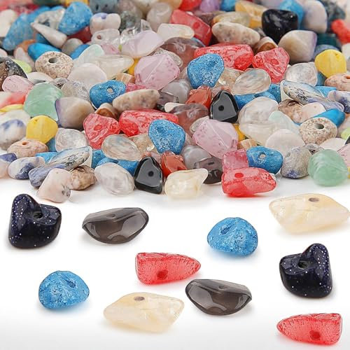 Mbsomnus Perlen zum Auffädeln 450 Stück Kristalle Edelsteine Perlen Multicolor Steinperlen Edelsteine mit Loch Natürlichen Unregelmäßige Glasperlen für DIY Armbänder Ohrringe Schmuck Heimdekoration