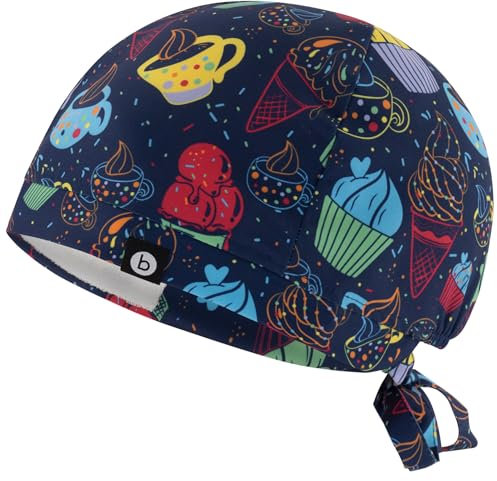 B-well Modena Op Haube Stoff OP Hauben mit Spandex Stoff für Ärzten, Krankenschwestern, Zahnärzten, Pharmazeuten, Tierärzten, Medizinischem Personal (1, Cupcakes, Standard Size)