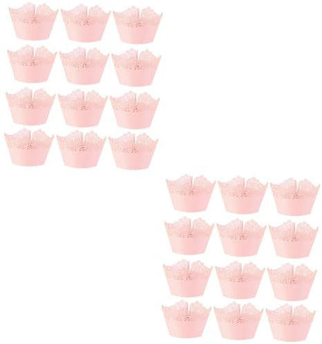 TOPBATHY 24 Stk hohle Kuchentasse dekoration weihnachten weinachtsdeko Cupcake-Abdeckungen Kucheneinlagen für Kinderpartys Papierbecher Kuchenverpackungen aus Spitze Cupcake-Förmchen Rosa