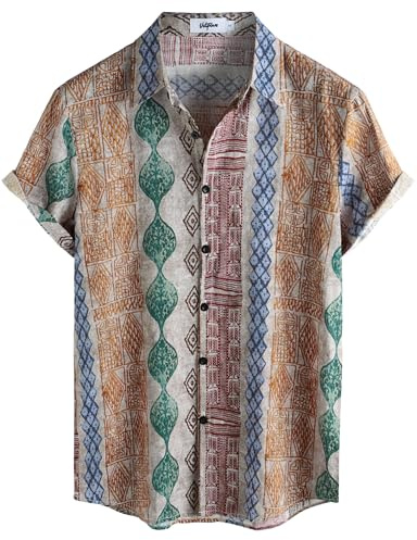 VATPAVE Mens Hawaiian Shirt Short Sleeve Button Down Shirts 3XL Red Orange