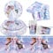81 Stück Partygeschirr Set, Eisprinzessin Geburtstag Partygeschirr Tableware Partyzubehör Supplies Enthalten Teller, Pappbecher, Servietten, Tischdecke, für Kindergeburtstag Party Decoration