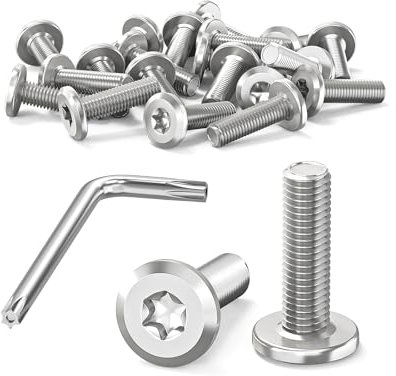 Dayalo Lot de 20 vis à tête plate M6, en acier inoxydable, vis Torx, vis filetées M6 x 20 mm, avec clé Torx