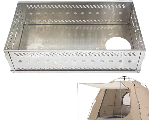 Soporte de piedra de sauna, soporte de acero inoxidable para leña y piedra de horno de sauna, cesta de piedra plegable portátil para estufa de leña, cesta de carbón al aire libre