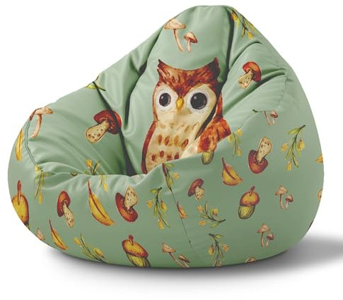 DreamRoots Sitzsack Kinder mit füllung - Sitzkissen Kinder Boden - Kinderzimmer Möbel - Sitzsäcke fürs kinderzimmer - Bean Bag S Autumn Owl