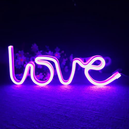 Verträumtes Lila LOVE Dekoratives Festzelt-Schild LED-Neonlicht Geeignet Für Beichte Heiratsantrag Hochzeitsdekoration Jubiläumsgeschenk Lichtschalter Nachtatmosphäre Steuerbar und Einstellbar
