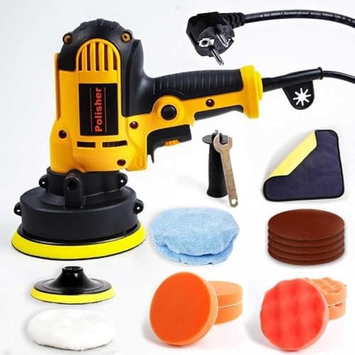 Mini polisseuse de voiture, 700 W, polisseuse de voiture, polisseuse 3600 tr/min, 6 vitesses variables, éponge de polissage de 125 mm, 17 accessoires et pour polissage de voiture, nettoyage familial