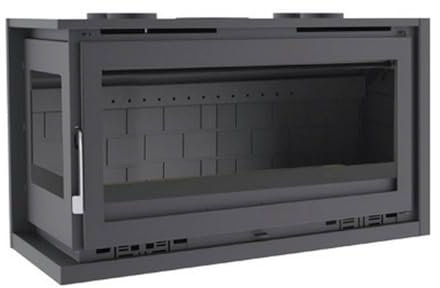 Insert a Bois en Acier, Foyer en Fonte, Lateral Gauche vitre - Couleur Noir - Made in Spain