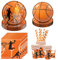Aitsite Lot de 100 assiettes de fête d'anniversaire pour 20 invités, pour fête de basket-ball, décoration de fête d'anniversaire, assiettes, gobelets, serviettes