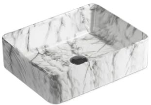 QAUUCP Lavabo, Lavabo da appoggio Quadrato in Ceramica, Lavabo Artistico, Lavabo, Lavabo Singolo, Bagno, Uso Domestico Lavandino Bagno(40x30cm Single Basin)