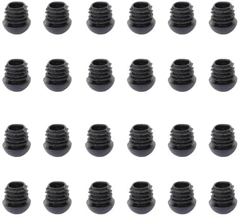 RattanPark 24PCS Round Plastic Inner Plugs Half Spherical Domed End Covers, Chair Leg Caps,Floor Protectors, Plastic Feet for Garden Furniture, Plug Protectors for Chairs Table Legs (25mm)