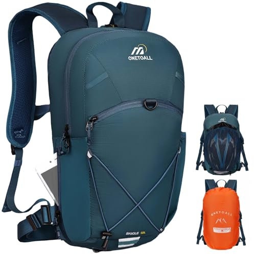 ONETOALL Diebstahlsicherer Fahrradrucksack Herren Wasserdicht, Wanderrucksack Damen Klein 12L, MTB Rucksack mit Abnehmbarem Bauchgürtel für Radsport Wandern Tagestour Reisen Pendeln