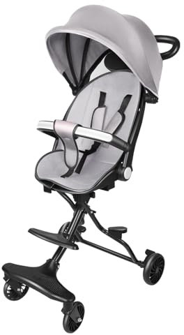 OHMG Kompakter Buggy, mit Liegeposition, von der Geburt bis 4 Jahre (bis zu 25 kg), verstellbarer Griff, 4 Räder, mit Sonnenschutz, kompakter Kinderwagen