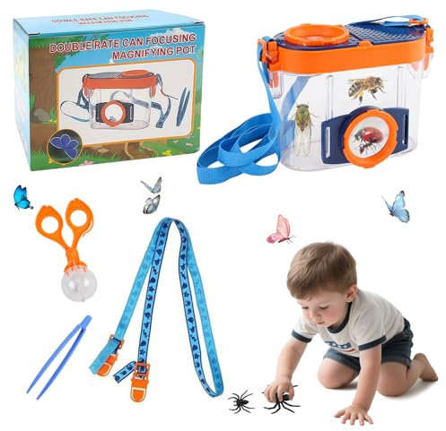 agctrler Becherlupen für Kinder, 8X Lupe Insekten Sammelbox, Kinderspielzeug Abenteuerset mit Insektenbox, Insektenklemme, Pinzette, 8X Lupendose,Für Kinder Outdoor Wissenschaft Natur Erkundung