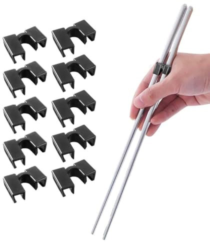 12 Pack Black Chopstick Training Kit, Family Friendly Utensil Holders with Non-Slip Base, Reusable Ergonomic Helpers for Asian Dining Mastery at Home (12PC Chopstick Stands)