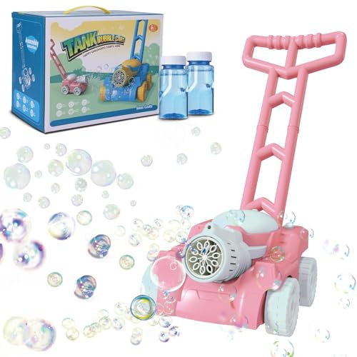 Betensh Machine a Bulles pour Enfant, Tondeuse a Bulles pour Enfant, Jouets D'extérieur pour Enfants Tondeuse À Gazon, Cadeau pour Les Garçons et Les Filles de 3 Ans et Plus (Rose)