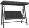 Outsunny 3 Seater Garden Swing Seat with UPF30+ Adjustable Canopy, Swing Chair with Cushion, Outdoor Hammock Bench for Balcony Patio, Dark Grey