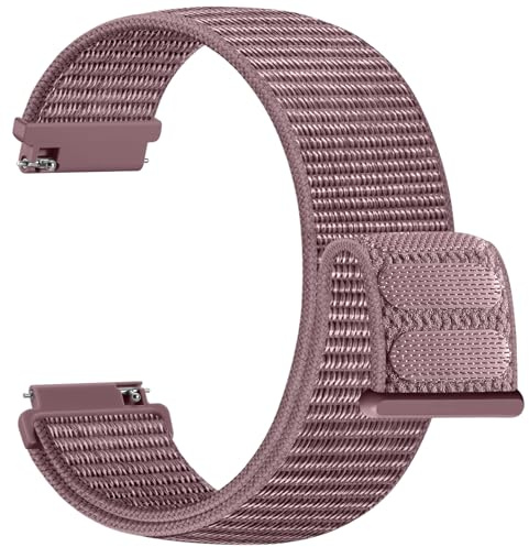 Upeak Nylon Uhrenarmband 18mm Kompatibel mit Garmin Venu 3S Venu 2S Vivoactive 4S Venu 4 41mm, Sport Solo Loop Armband für Garmin Forerunner 255S 255S Music 265S, Rauchviolett