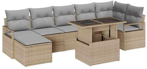 vidaXL 8-teiliges modulares Outdoor-Sofa-Set mit Kissen, gemütliche 4-Sitzer-Gartenmöbel, wetterfestes Poly-Rattan, modernes Lounge-Design, perfekt für Terrasse und Balkon.