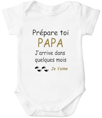 Kiribou Body Bébé Prépare-toi Papa, J’arrive – Annonce Grossesse Originale pour Futur Papa