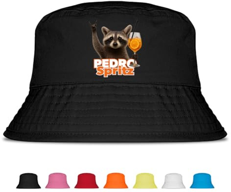Prozente Momente Pedro Spritz - Fischerhut - Lustiger Fischerhut – Der perfekte Sonnenhut für Herren & Damen – Ideal als Malle-Outfit, Party-Accessoire & Festival-Eimerhut für den Strand