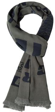 Camp David Herren Webschal mit Logo Print und Fransen Dark Forest, None