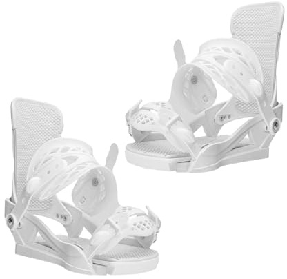 kowaku Snowboardbindungen, Skiausrüstung für Damen und Herren, Anfänger, verstellbar mit ausgehöhlten Riemen, komfortabler Ersatz, Weiß, L