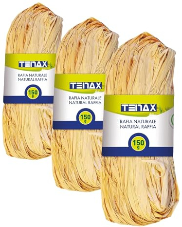 TENAX Raphia Naturel 150 g, Ligature pour Plantes et Jardinage, Ficelle pour Artisanat, Bricolage, Décoration et Ligature Bouquets Floraux et Paquets-Cadeaux (Lot de 3)
