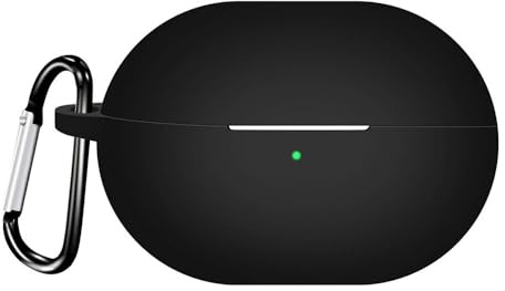 Techsuit für Huawei FreeBuds Pro 4 Hülle mit Silikon, Glatte Ultradünne Material, Stoßfest, Kratzfest, Kabelloses Laden Kompatibel, Karabiner, Schwarz