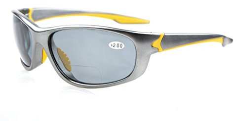 Eyekepper TR90 Unbreakable Sports Bifocal Sonnenbrillen Baseball Laufen Angeln Fahren Golf Softball Wandern Grau Rahmen linse Grau +1.5