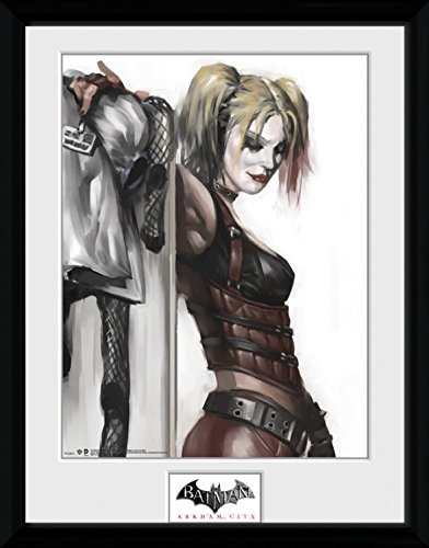 Batman Poster Arkham City, Harley Quinn Gerahmtes Bild Für Fans Und Sammler | Wand-Bilder | Im Bilderrahmen 40x30 cm