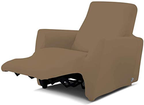 BIANCALUNA - Copripolotrona elastico Genius Lounge reclinabili Anti Macchia - 1 posto da 65 a 110 cm Copridivano tinta unita Made in Italy - Tortora