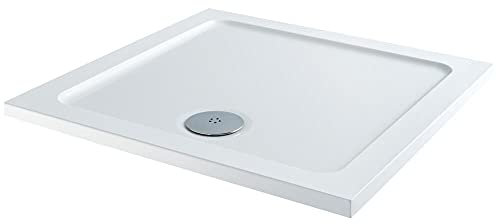 Milano Lithic White Low Profile Square Shower Tray - 800mm x 800mm