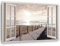 Feeby - Wandbilder Wohnzimmer 60x40 cm, Deko Paneel Bilder, Bilder für Schlafzimmer, Echter Gemalter Effekt, Moderne Wanddeko, Gemälde - Fensterblick Holzsteg, Meer - Beige