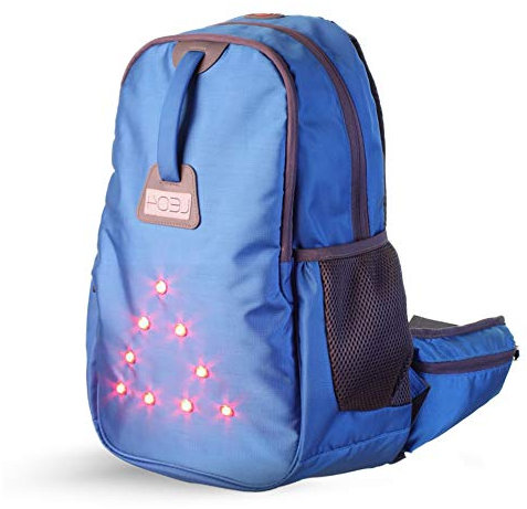 LED4 Safety Bike Backpack LED ? High Visible|Water Resistant Backpack with LED Lights|Rechargeable USB Battery|Hi Viz bag for Trekking, Cycling, Hiking, Camping, Traveling any Outdoor Activities-Blue