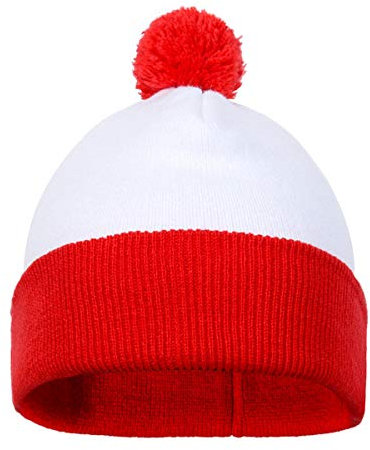 NUWIND Unisex Winter Bommelmütze Rot-weiß Walter Mütze Hut Manschetten Warm Strickmütze für Halloween Weihnachten Party (1 Stück)