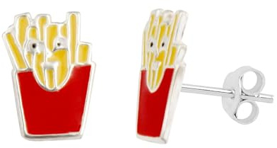 Sterling Silber Emaille Pommes Ohrstecker