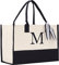 VANESSA ROSELLA Monogramm-Tragetasche, 100% Baumwollleinen, personalisiertes Monogramm M.