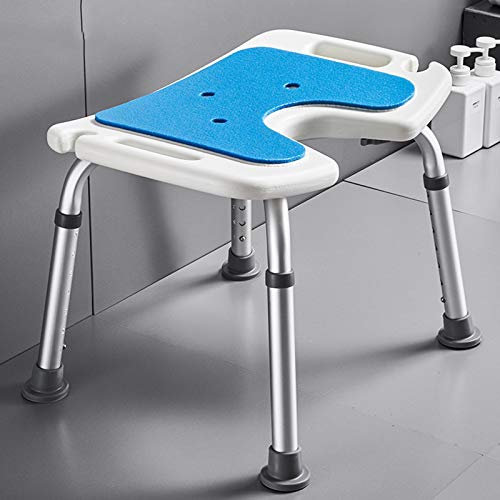 ZPTAT Duschstuhl für Senioren Höhenverstellbar Duschsitz mit Armlehne U-Form für Erwachsene und Behinderte Duschhilfe, Bad Duschhocker Badlift rutschfeste Sicherheits,White small feet