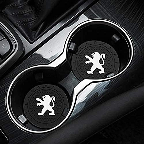 ZWH-box Lot de 2 Dessous de Verre en Silicone antidérapant avec Logo de Voiture pour Peugeot 107 108 206 207 308 307 508 2008 3008 avec Logo