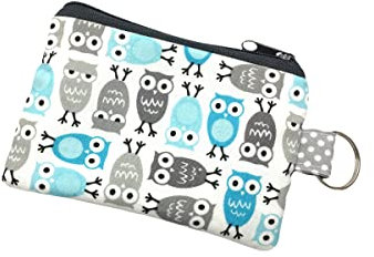 Mini-Börse - Eulen/Owls - türkis/grau