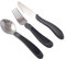 NRS Healthcare Kura Care Adult Cutlery Set, Easy Grip Set, Black & Grey, Grey and Black