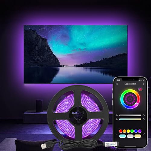 Diyife Ruban LED 3M Super Brillant [App Smart Control], Multicolore Bluetooth 5050 RGB Bande LED, Synchronisation Musique/Voix Changement de Couleur pour Léclairage à La Maison, Décoration de fête