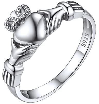 ChicSilver Damen Mädchen Herz Claddagh Ring Silber romantischer Liebesring in Ringgröße 18.2 Promise Ehering Verlorbungsring für Valentinstag Weihnachten