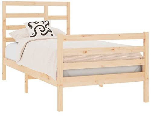 vidaXL Massivholzbett Bettgestell Bett Holzbett Einzelbett Bettrahmen Lattenrost Kopfteil Schlafzimmerbett Schlafzimmermöbel 75x190cm
