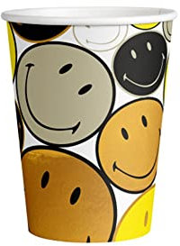 amscan 8 Becher * SMILEY * für Party und Geburtstag | Cups Pappbecher Emoticon Lachgesichter Mottoparty Kindergeburtstag Pappteller Partyteller
