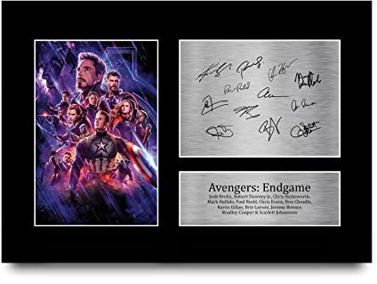HWC Trading A4 Avengers Endgame Cast Robet Downey Jr, Chris Evans Geschenke Geducktes Signiertes Autogramm Foto für Fans von Film Memorabilien - A4